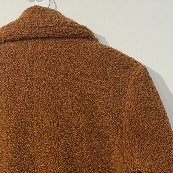 French Connection Women's Faux Fur Teddy Coat XS Brown Cozy Fall Warm Outdoor - Picture 5 of 12